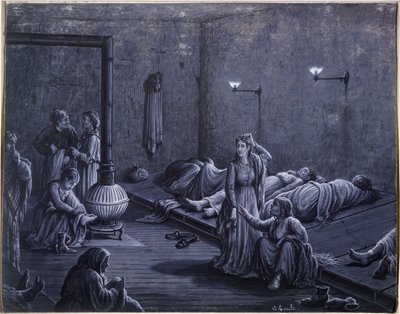 Interior of a Night Shelter for Poor Women, 1850-60 by A. Gault